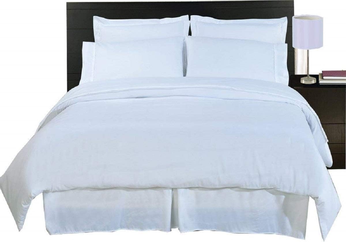 Royal Hotel Bedding Cotton Duvet Cover Set Solid White with Down Alternative Comforter Duvet Insert, 4 Piece Full Size, 600 Thread Count, Cooling, Breathable