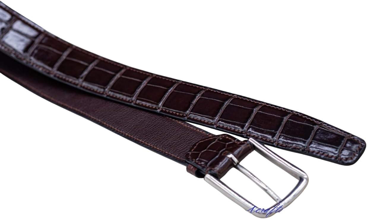 Genuine Alligator Leather Belts Buckle for Men, Crocodile Skin Belt for Mens