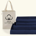 Egyptian Cotton Queen Size Sheet Set, 4Pc Bed Set, Soft & Breathable Percale Weave, Fits 10-12' Deep Pocket, Hotel-Quality 1000 Series Bed Sheets (Solid, Navy Blue)