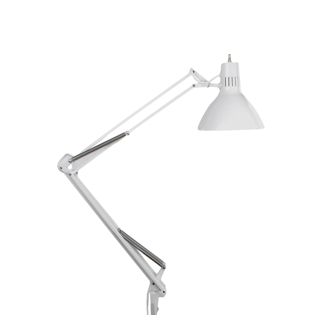Luxo LS1AWT LS 23W CFL Task Light, 45' Powder-Coated Arm with External Springs, Edge Clamp, White