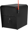 Extra Large Anti-Theft Post Mount Locking Mailbox, 21.6 x 11.8 x 16.5 Inches, High Security Parcel Mailbox with Outgoing Mail Tray, Heavy Duty Steel Mailbox for Outside, Black