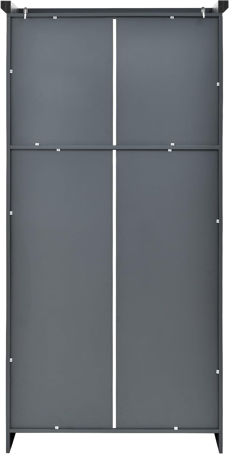 Freestanding Kitchen Pantry Storage Cabinet, 70.9''H Tall Wooden Kitchen Organizers with 4 Doors, 2 Door Shelves, 8 Pull-out Trays and Adjustable Shelf for Dining Room Living Room (Gray-8.5)