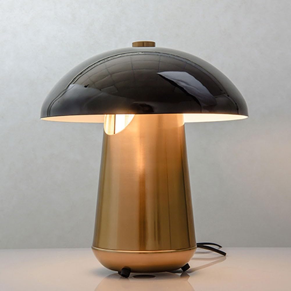 Classic Brass Desk Lamps for Home Office Desk lamp Gold Vintage reative Metal Mushroom Table lamp, Metal Base led Study lamp, Suitable for Living Room Desk