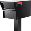 Whitehall MailVault Streetside Locking Mailbox with Post Package – Steel, Secure Weather Resistant Modern Square Mailbox (Black)