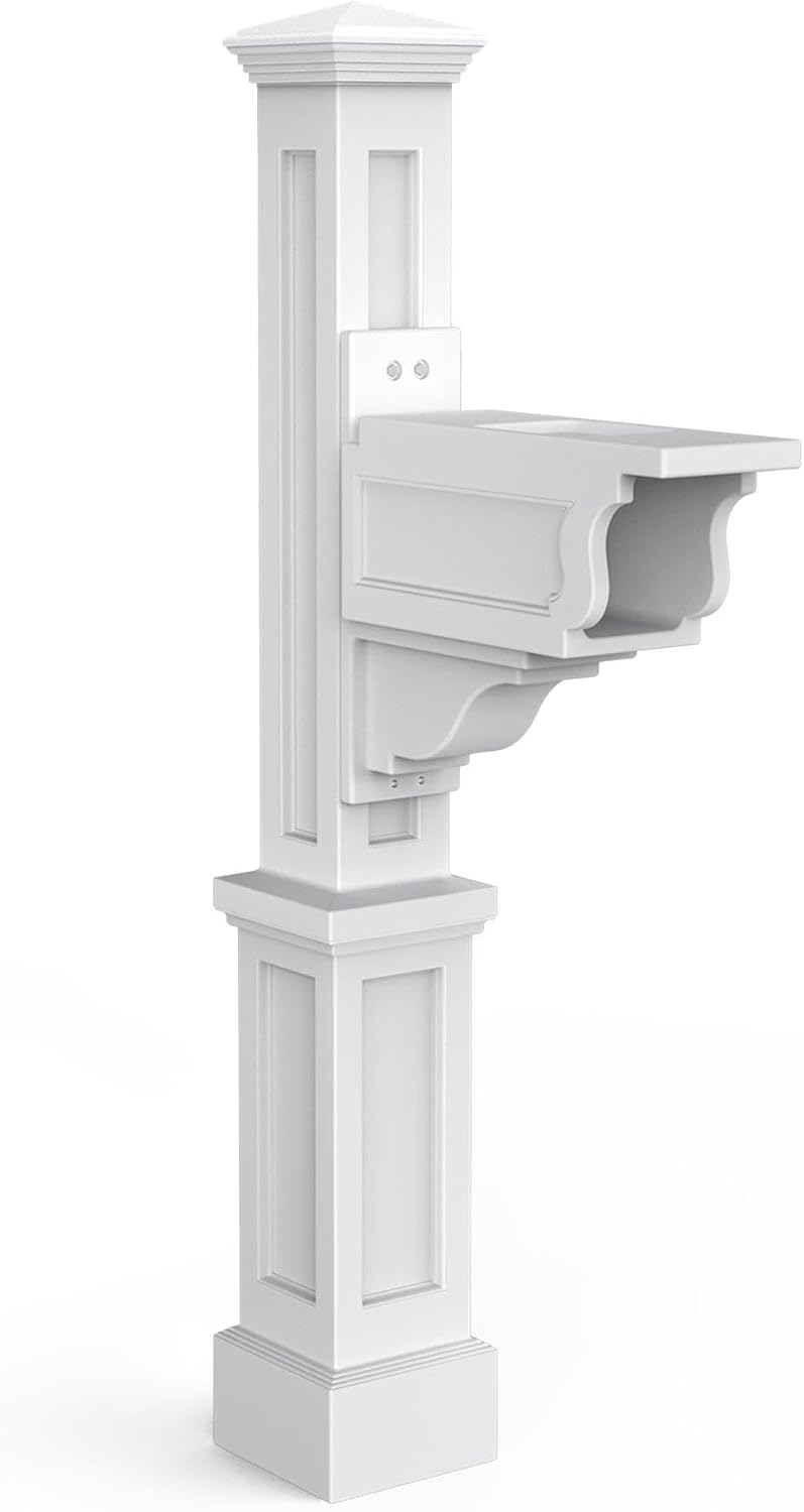 Mayne Dover Single Arm Mail Post - White - 25.5in x 8in x 56.5in - Standard Post, Arm & Hardware Kit Included (5810-W)