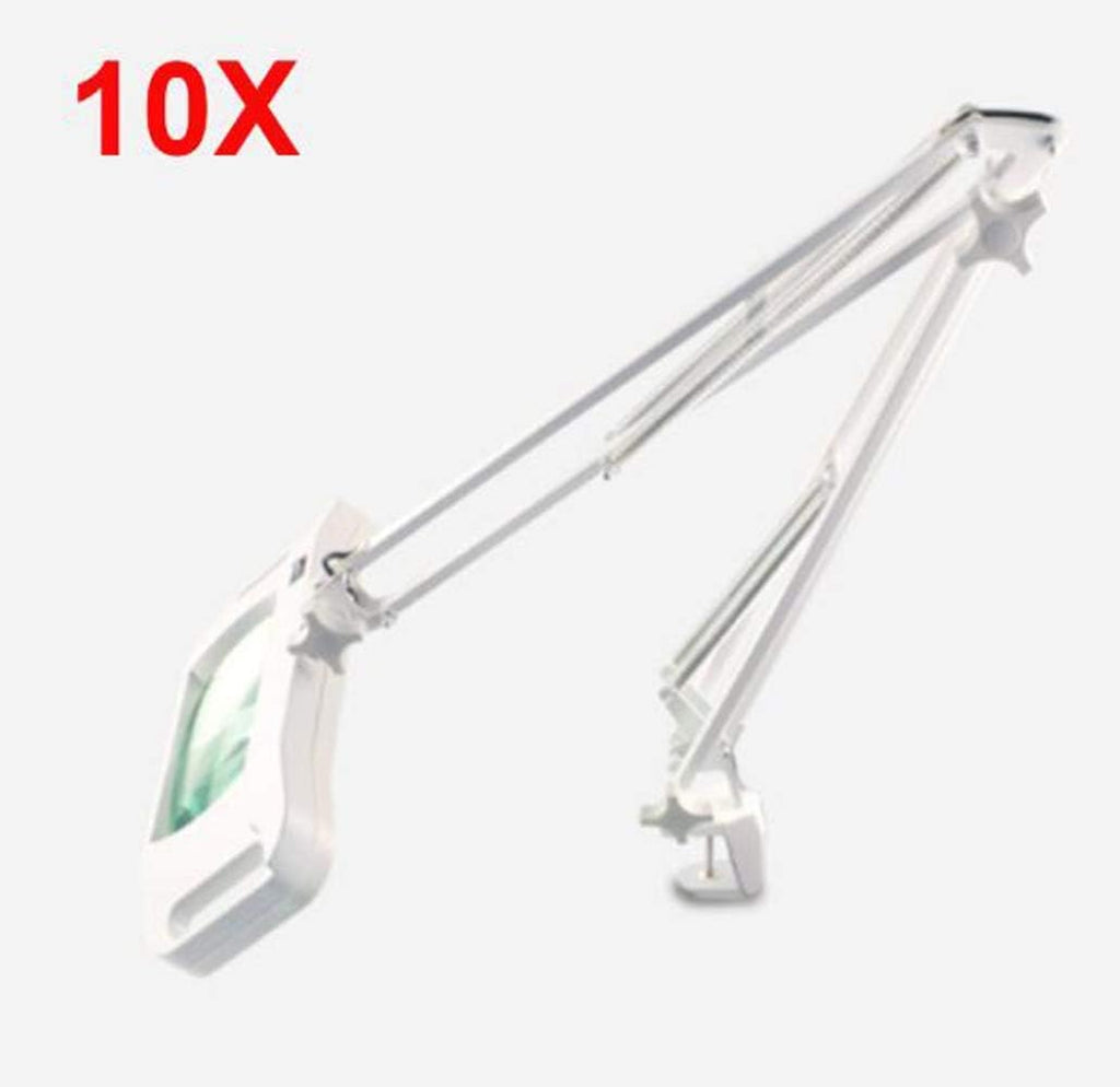 Magnifier, Led Magnifying Lamp with Clamp, with Adjustable Swivel Arm Light, 10X Magnifier Vertical Desk Magnifying Lamp Light Beauty Adjustable Beauty Stand Salon Tattoo Nail Skin