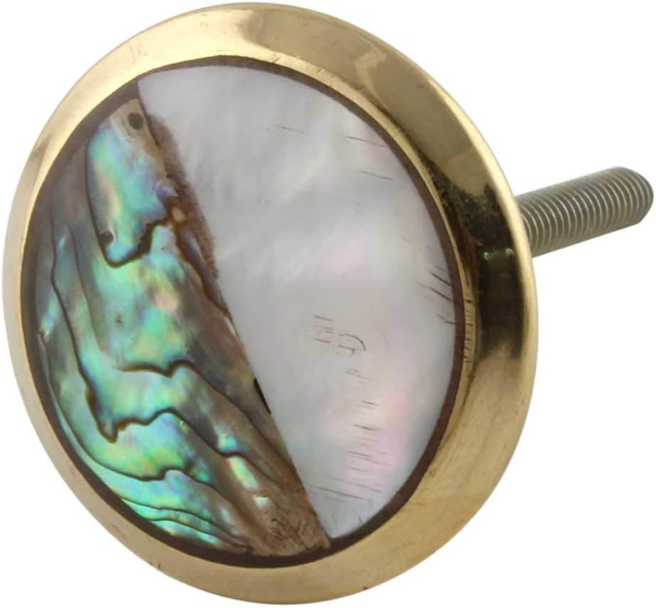 Indian Shelf Handcrafted 18 Piece Stephen Gold Mother of Pearl Brass Modern Dresser Handles Drawer Knobs Cabinet Pulls Elegant Style