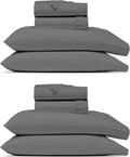 THREAD SPREAD King Size Sheets Set, Luxury 1000 Series Paradise Collection 100% Egyptian Cotton Bed Sheets King Size (Pack of 2, Dark Grey), Silky Soft, Cooling, 16' Deep Pocket Hotel Sheet Set