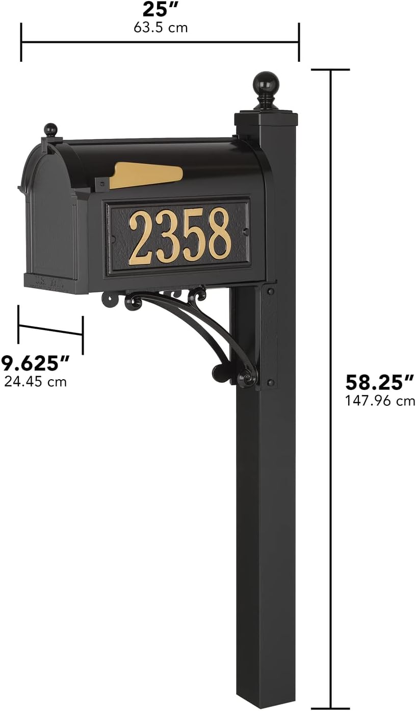 Whitehall Deluxe Streetside Mailbox Package,Black,Extra Large,70726
