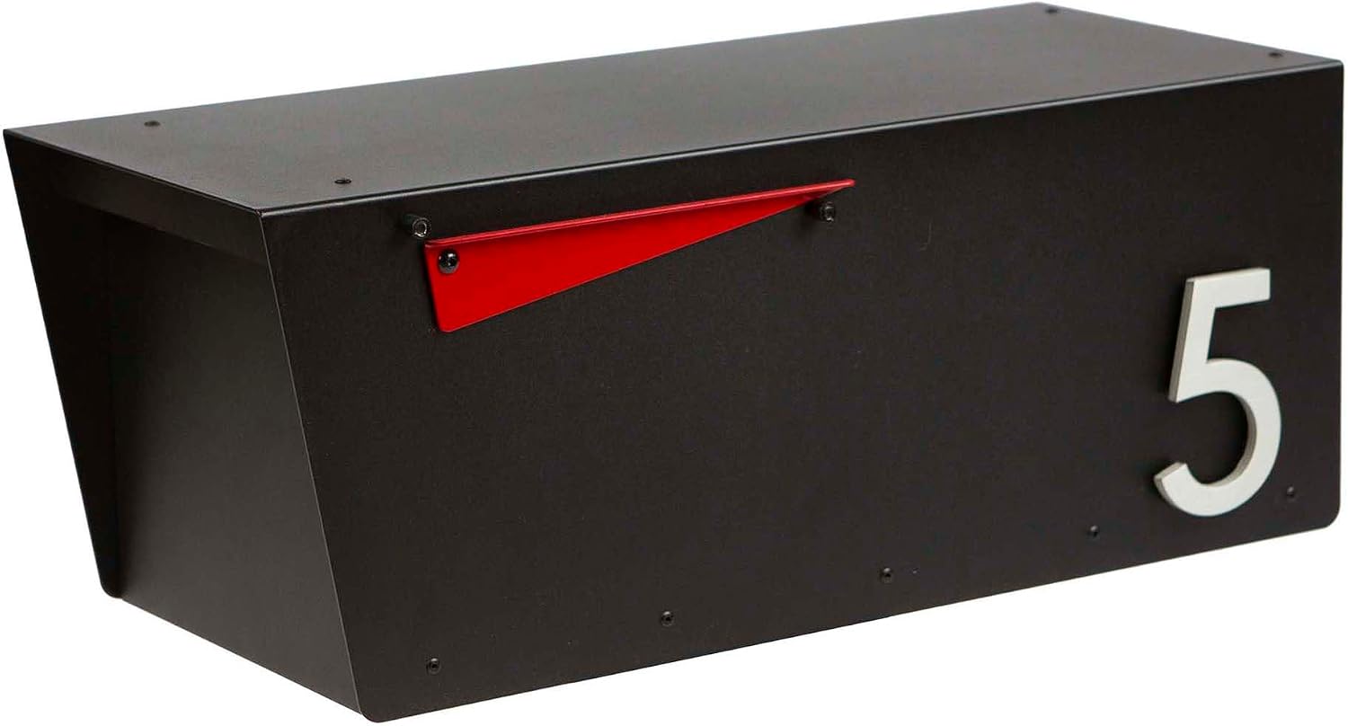 Rusty Design Modern Post-Mounted Mailbox with Personalized Address Numbers, Small Size #HC100 (with One Address Number)