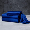 LUXOME Luxury Sheet Set | 100% Rayon (Viscose) from Bamboo | Twin Size - Sapphire | Deep Pockets | 3-Piece Set (Fitted, Flat, Pillowcase)