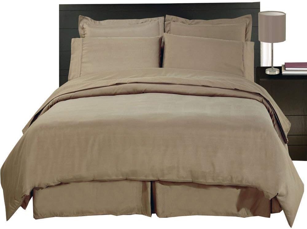 Royal Hotel Bedding Queen Size Bed in a Bag 8 Piece Set, 600 Thread Count 100% Cotton Sheets, Down Alternative Comforter, Solid Brown, Duvet Cover Bedding Set