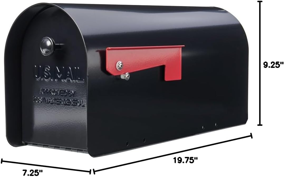Gibraltar Mailboxes Tuff Body Large Capacity Galvanized Steel Black, Post-Mount Mailbox, TB1B0000