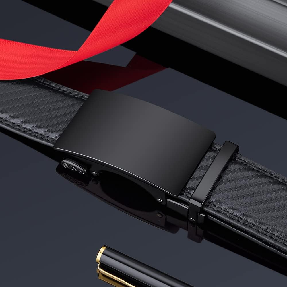 Automatic Ratchet Belt for Men - Genuine Leather Dress & Casual Use, Adjustable Buckle