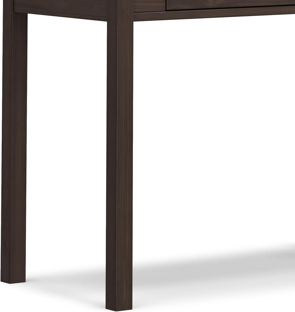 SIMPLIHOME Hollander Small Desk - 38 Inch Wide Solid Wood Writing Desk in Warm Walnut Brown, Contemporary Home Office Computer Table for Study or Compact Space with Flip-Down Keyboard Tray