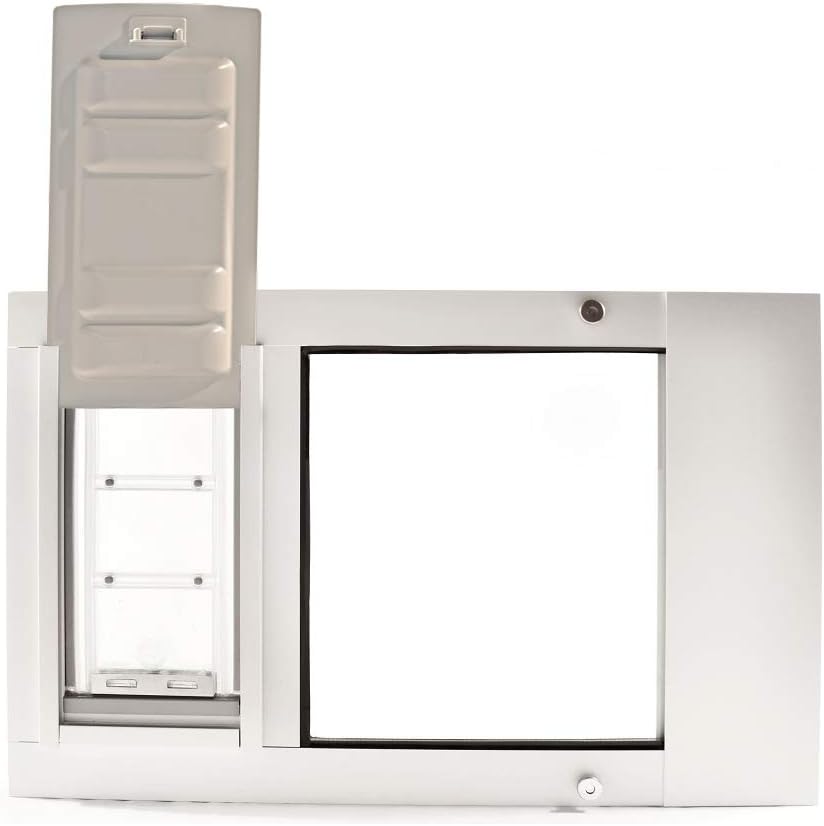 Endura Flap Pet Door for Sash Windows | Energy-Efficient Window Insert with Dual-Layer Insulating Flap | Easy Installation in Vertical Sliding Windows | White, Large Flap, 31'-34' Window Width