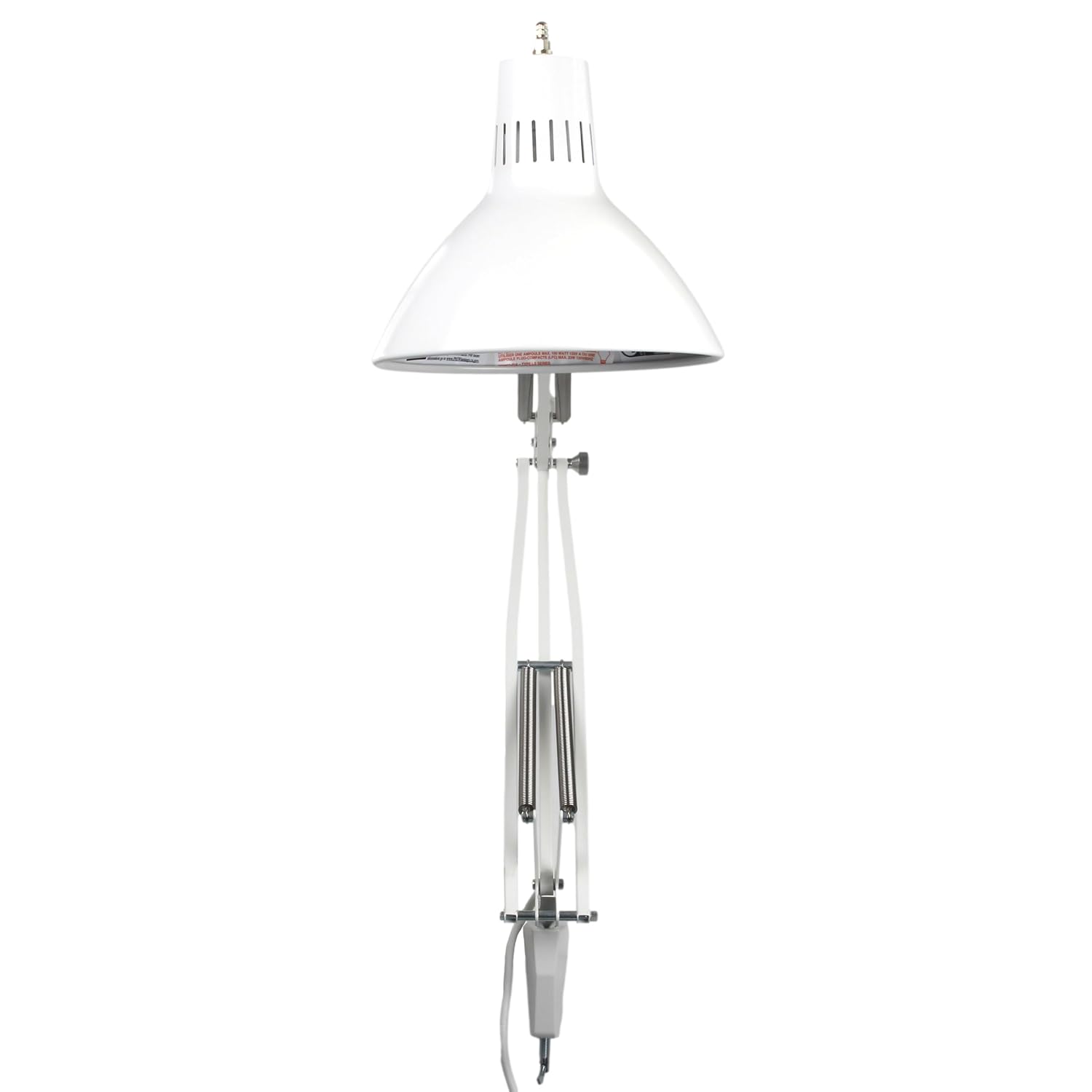 Luxo LS1AWT LS 23W CFL Task Light, 45' Powder-Coated Arm with External Springs, Edge Clamp, White