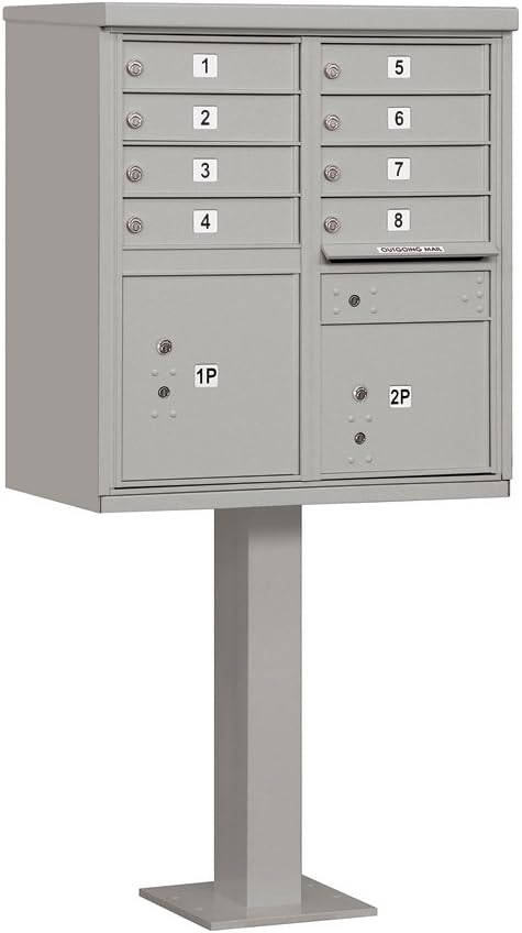 Salsbury Industries 3308GRY-U 8 A Size Doors,Type I Cluster Box Unit, Gray, for use with The USPS Lock