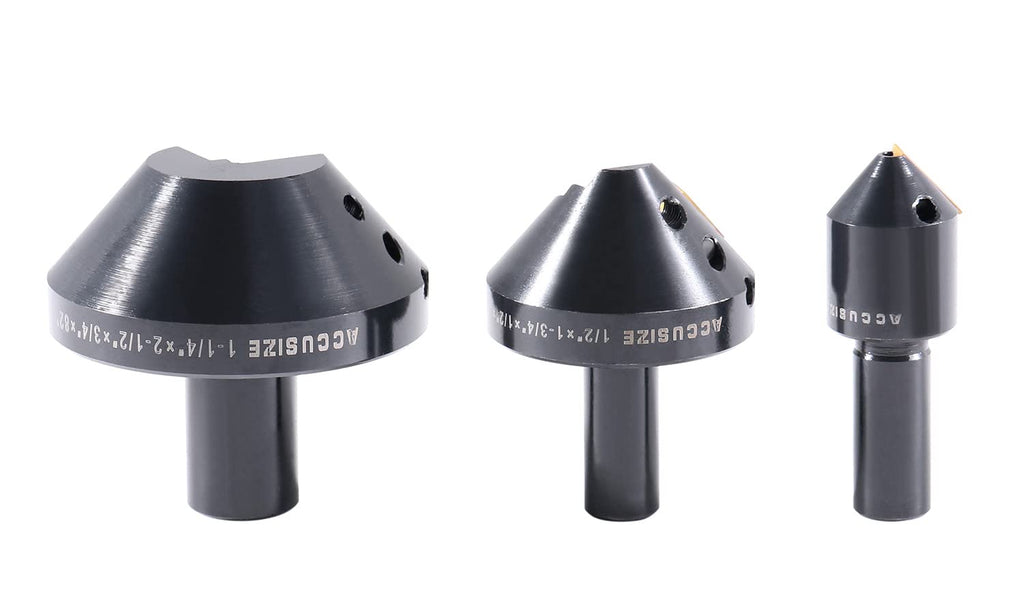 Accusize Industrial Tools, 1/4'', 1/2'' and 1-1/4'' 82 Degree Indexable Carbide Countersinks, 0046-0982
