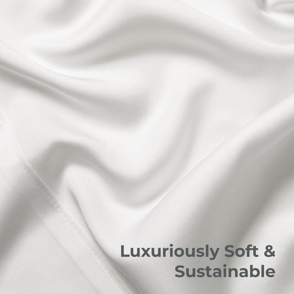 Cariloha Retreat 100% Bamboo Lyocell Sheets - 4-Piece California King Sheet Set - 18 in Extra Deep Pockets - Sateen Weave, Ultra Soft, Cooling, Luxury Sheets - Oeko-TEX Standard 100 - White