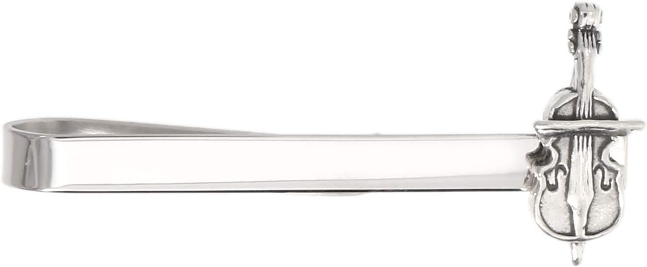 Personalized Sterling Silver Musical Instrument Cello Tie Clip Tie Bar