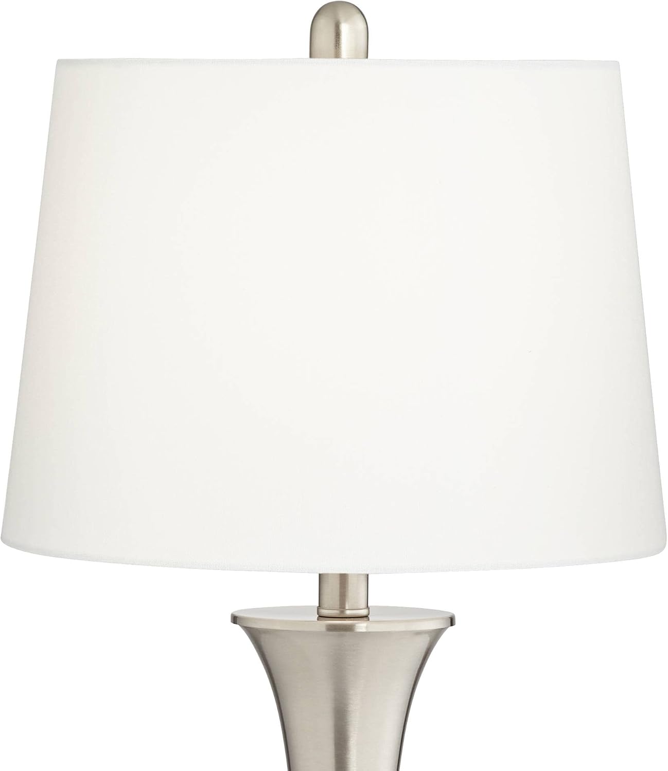 360 Lighting Seymore Modern Table Lamps 26' Tall Set of 2 with USB Charging Port Silver LED Touch On Off White Drum Shade for Bedroom Living Room House Home Desk Bedside Nightstand Office