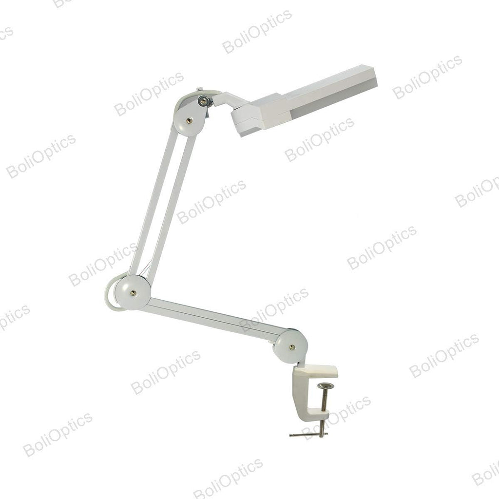 BoliOptics (Glass Lens) LED Magnifying Lamp, 5 Diopter 2.25X, 7x6 inch, Hands Free Adjustable Arm with Clamp for Professionals, Repair, Reading, Crafts, White