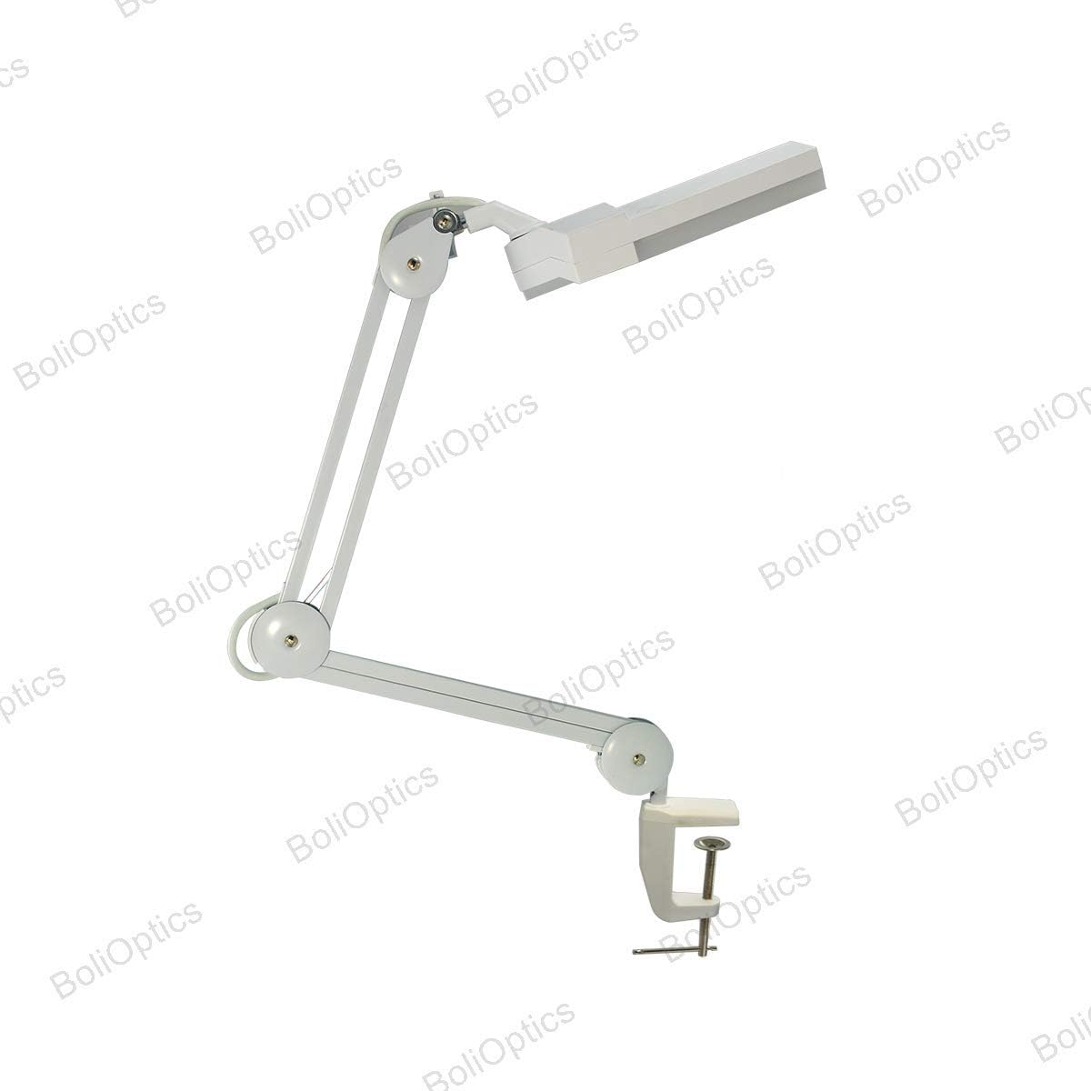 BoliOptics (Glass Lens) LED Magnifying Lamp, 5 Diopter 2.25X, 7x6 inch, Hands Free Adjustable Arm with Clamp for Professionals, Repair, Reading, Crafts, White