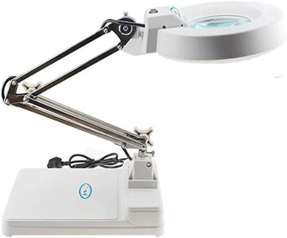 LED Desk Table Lamp Magnifier 10X Magnifying Glass Adjustable Arm Magnifier Lamp Super Bright Light for Reading Electronic Maintenance Inspection Table Craft