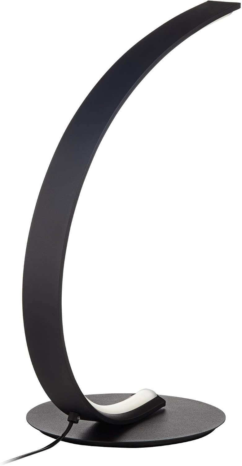 360 Lighting Curved Arc 15 1/4' High Small Modern Accent Table Lamp LED Black Metal Single White Shade Living Room Bedroom Bedside Nightstand House Office Home Reading Kitchen Entryway