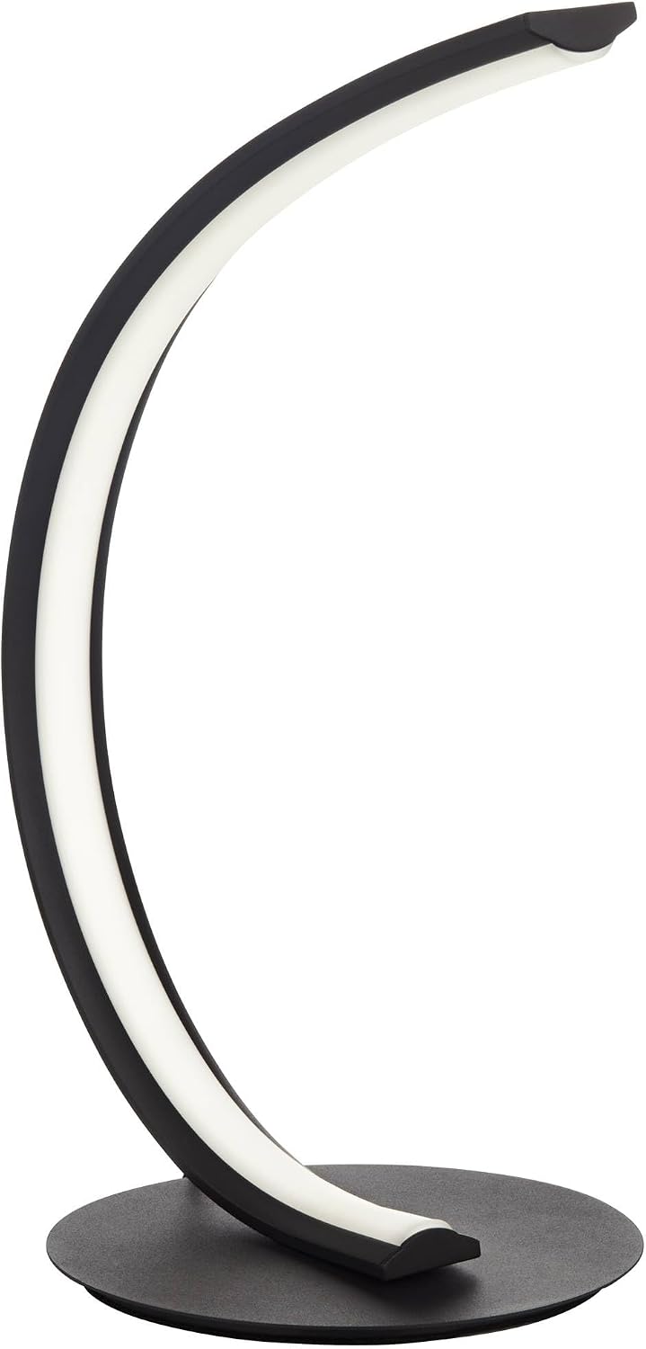 360 Lighting Curved Arc 15 1/4' High Small Modern Accent Table Lamp LED Black Metal Single White Shade Living Room Bedroom Bedside Nightstand House Office Home Reading Kitchen Entryway