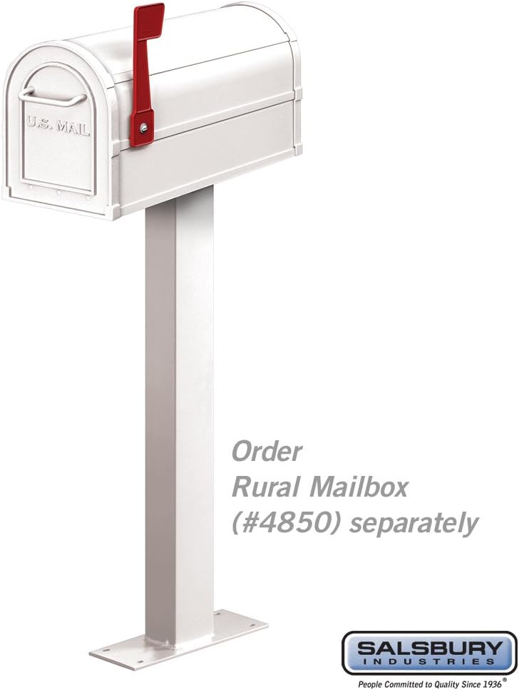 Salsbury Industries 4865WHT Standard Mailbox Post Bolt Mounted, White