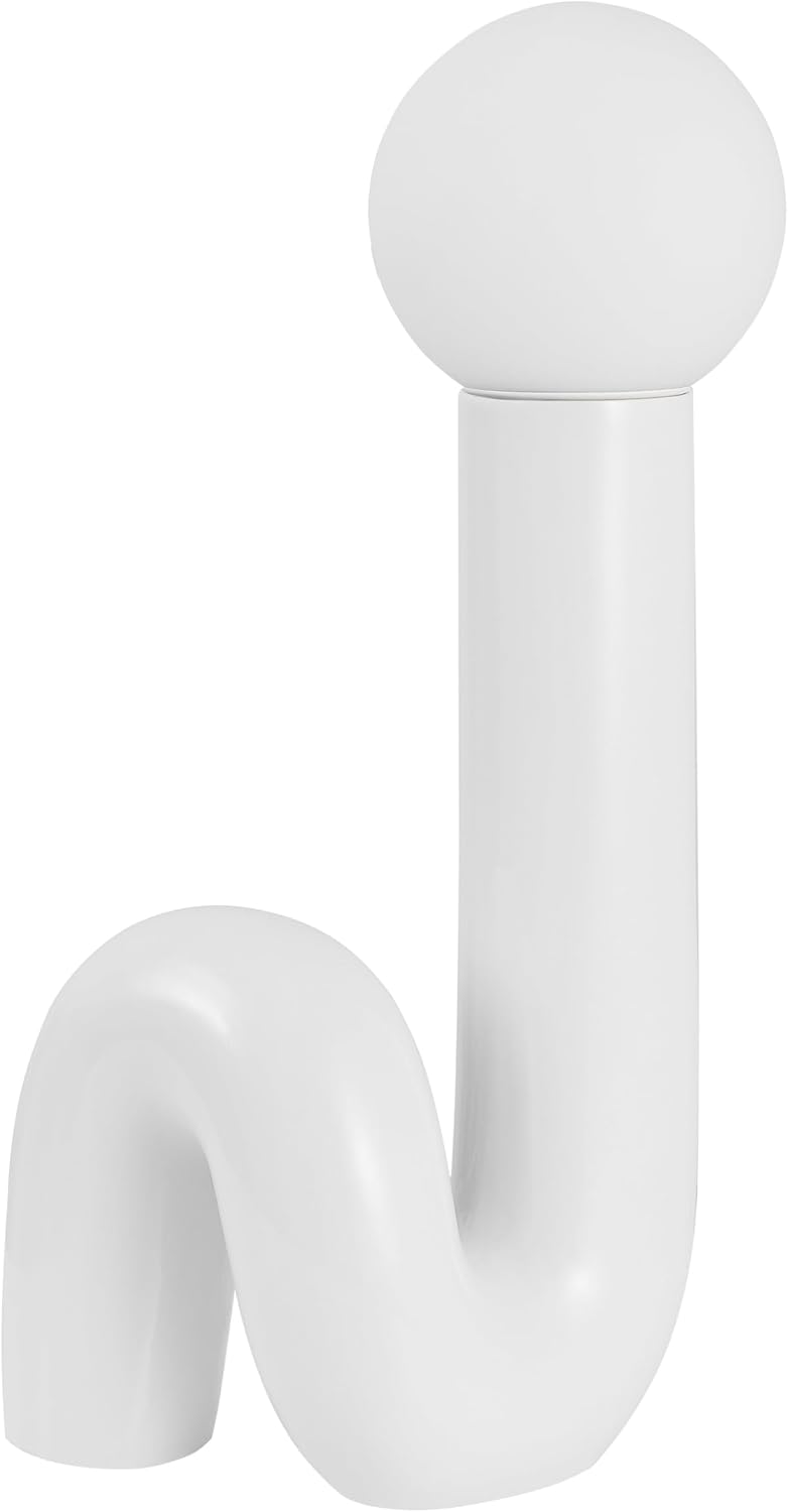 JONATHAN Y 18' White Modern Ceramic Spiral Table Lamp for Bedroom Living Room, Katya Minimalist Bedside Lamp, Frosted Glass Shade, LED Bulb Included JYL5500A