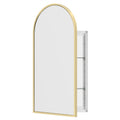 WallBeyond Bathroom Medicine Cabinet with Mirror, 17x34 Inch Gold Recessed Medicine Cabinet with Arch Aluminum Alloy Metal Framed, Single Door Modern Medicine Cabinet with Storage