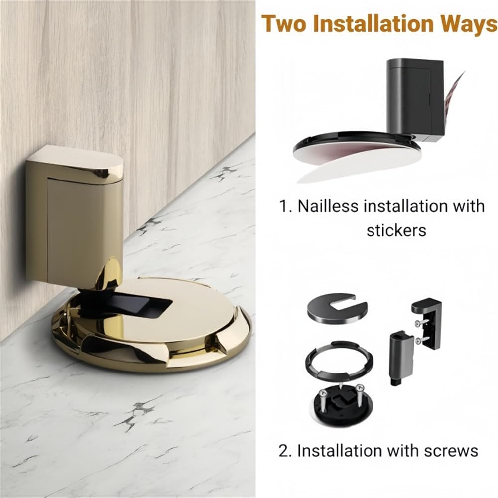 Mechanical Door Stop Heavy Duty Door Stopper Magnetic Door Stop Adjustable Door Holder Non-Punch Door Suction Furniture Hardware,Yellow Bronze,3PCS