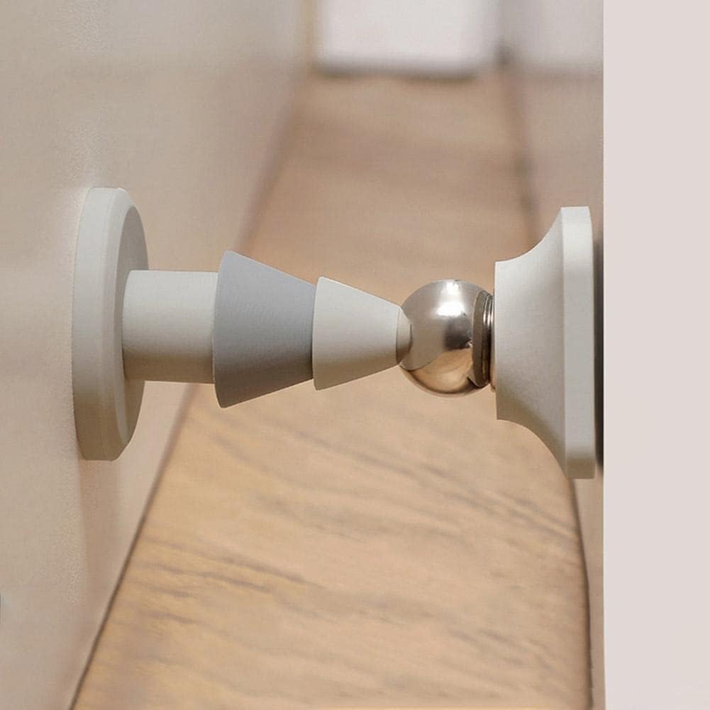Door Stopper Silent Strong Magnetic Door Stop Catch Nail-Free Screws Mount for Door Suction Toilet Fixed(Black)