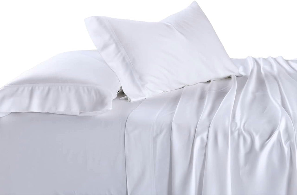 Royal Hotel Bedding Silky Soft, Viscose from Bamboo, and Cotton Blend Sheet Set, 100% Luxury Blend, 60% Viscose Made from Bamboo and 40% Cotton Bed Sheets, Top Split King Size, White
