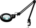 Bifocals Magnifying Desk Lamp with Clamp, 5 Diopter with 20 Diopter, 6 Inch Detachable Lens and 120PCS LEDs, 3 Color Modes 1200 Lumens Swivel Arm Magnifying Lamp with Light for Crafts (Black)