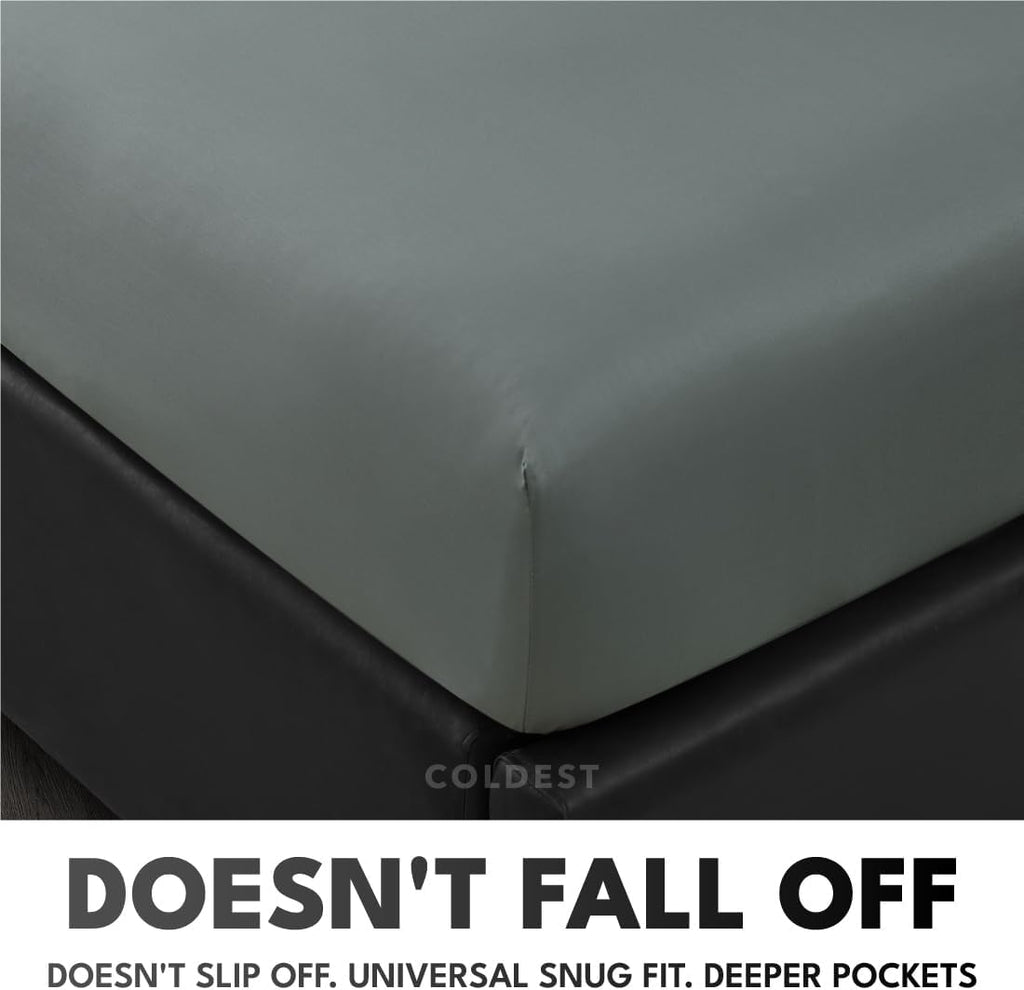 Coldest 100% Organic Viscose Derived from Bamboo Sheets, Luxury Ultra Soft & Cooling, Deep Pocket, Double Stitching - Ideal for Hot Sleepers - Queen Size 5 Pieces Set