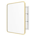 WallBeyond Bathroom Medicine Cabinet with Mirror, 22x28 Inch Gold Recessed Medicine Cabinet with Round Corner Aluminum Alloy Metal Framed, Single Door Cabinet Medicine with Storage