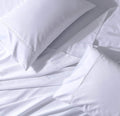 Solid 300-Thread-Count, 100-Percent Cotton Percale, Breathable Crispy Split-California-King Sheets Set for Adjustable Beds, White