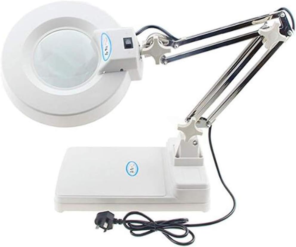LED Desk Table Lamp Magnifier 10X Magnifying Glass Adjustable Arm Magnifier Lamp Super Bright Light for Reading Electronic Maintenance Inspection Table Craft
