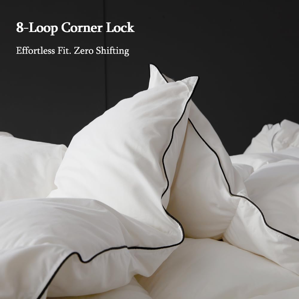 King Size Down Comforter,All-Season Duvet Insert with 8 Loops,Noiseless Luxury Comforter,White,106x90 inches