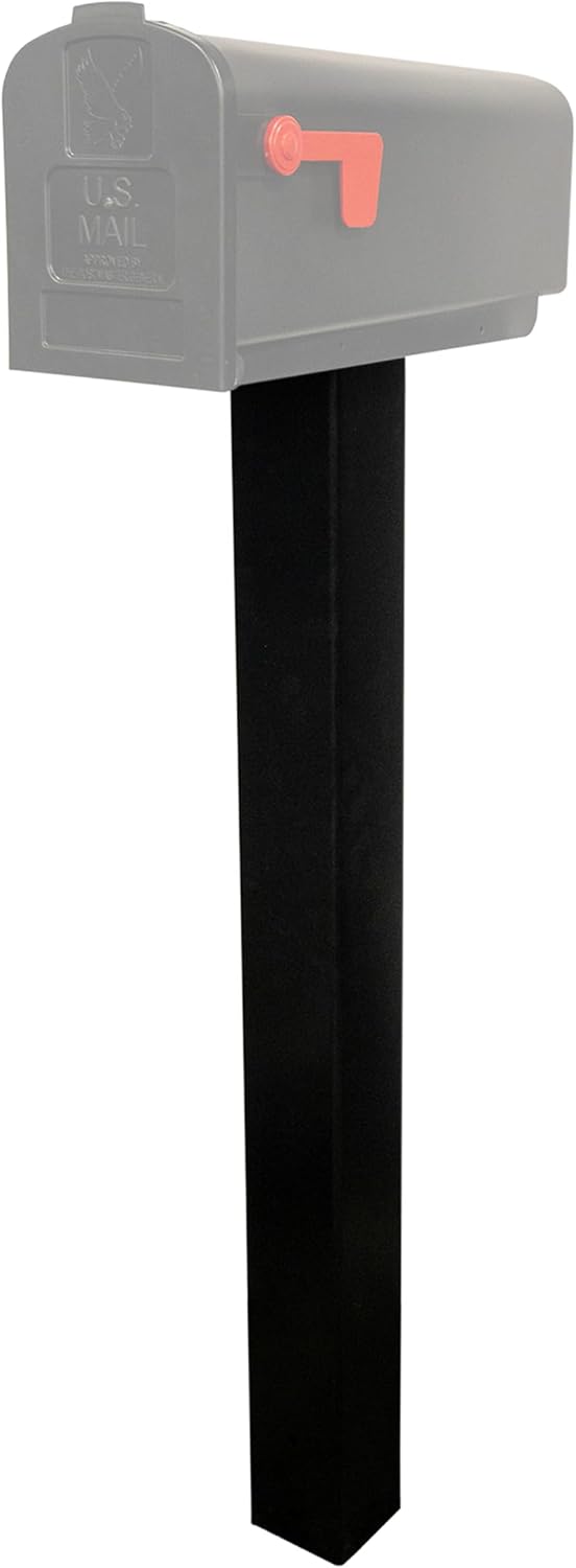 Tie Down Mailbox Post and Mount | Galvanized Powder-Coated Steel Post and Universal Mounting Plate for Mailbox | Black