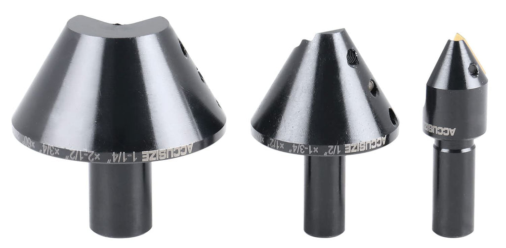 Accusize Industrial Tools 1/4'', 1/2'' and 1-1/4'' 60 Degree Indexable Carbide Countersinks, 0046-0960