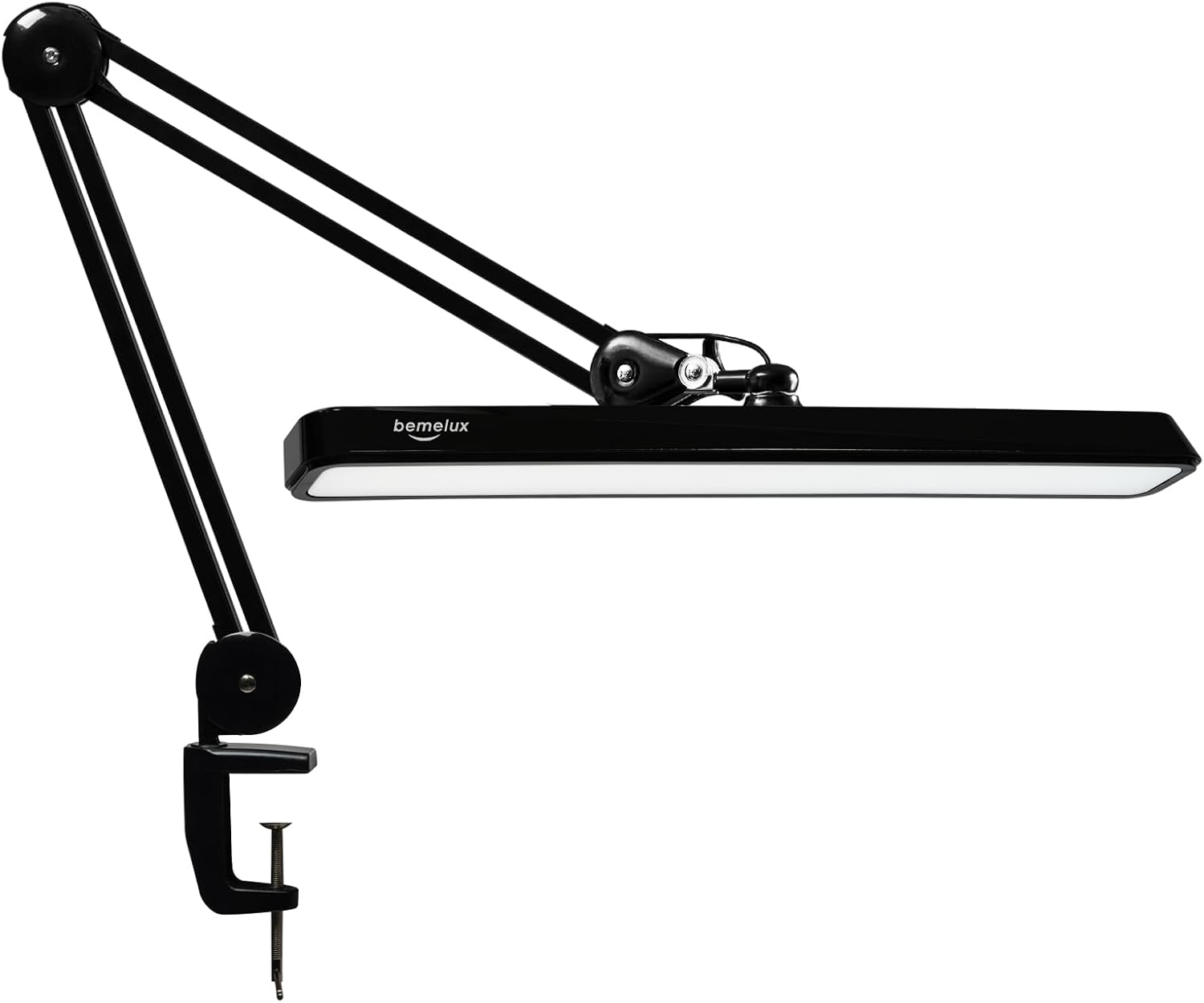 LED Architect Desk Lamp with Clamp, Metal Swing Arm 2000 Lumens Dimming Office Table Lamp for Task Work Drafting Reading Desktop, 117PCS Bright LEDs, 24W Workbench Lamp(Black)