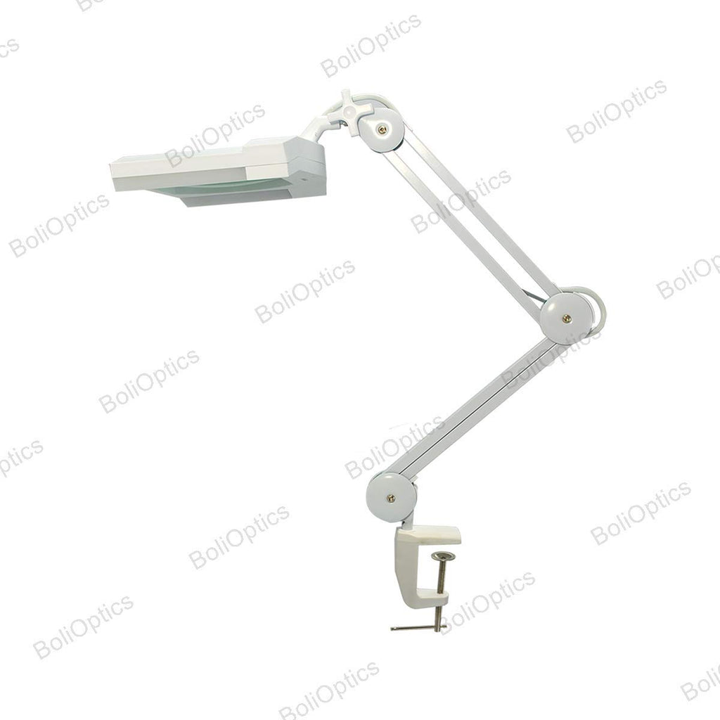 BoliOptics Glass Lens LED Magnifying Lamp, 3 Diopter, 1.75X, 7x6 inch, Hands Free Adjustable Arm with Clamp for Professionals, Repair, Reading, Crafts, White