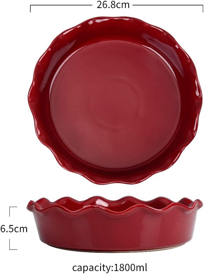Glaze Pie Dish No-Stick Stoneware Quiche Pan Baking Dish Plate with Crinkle Rim 10.5 Inches Round Tart Pie Tin