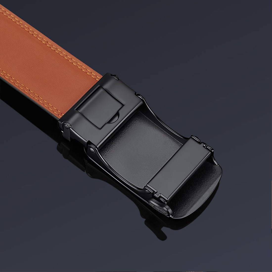 Automatic Ratchet Belt for Men - Genuine Leather Dress & Casual Use, Adjustable Buckle