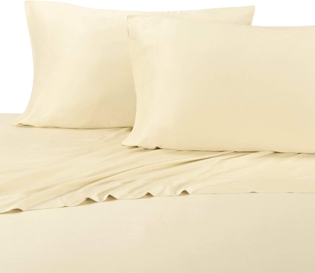 Royal Bedding Viscose Made from Bamboo Sheets, Silky Soft and Naturally Pure Fabric, 100% Woven Sheets for Cooling Sleep, 4PC Set, Top Split-King Size, Ivory